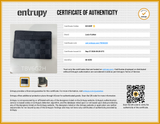 Louis Vuitton Black Damier Graphite Coated Canvas Card Id Holder Do0926lxzde Entrupy Certificate