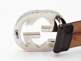 Gucci Guccissima 40mm Dark Brown Leather Belt & Gg Buckle Size 40 Fw0326llrdu