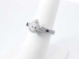 Vera Wang Love 0.88 Cttw Diamond, Sapphire, & 14k White Gold Engagement Ring 5.3 Grams Size 6.25 Fw0726erxdu