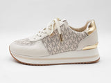 Michael Kors Monique Platform Trainers In Cream Tech Canvas Size 8 Fw0126pzdu