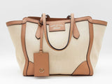 Gucci Swing Tote Bag Beige Canvas Brown Leather Sd0526rirde