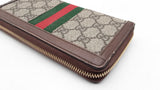 Gucci Ophidia Zip Wallet In Gg Supreme Coated Canvas & Brown Leather Fw1025ozxdu