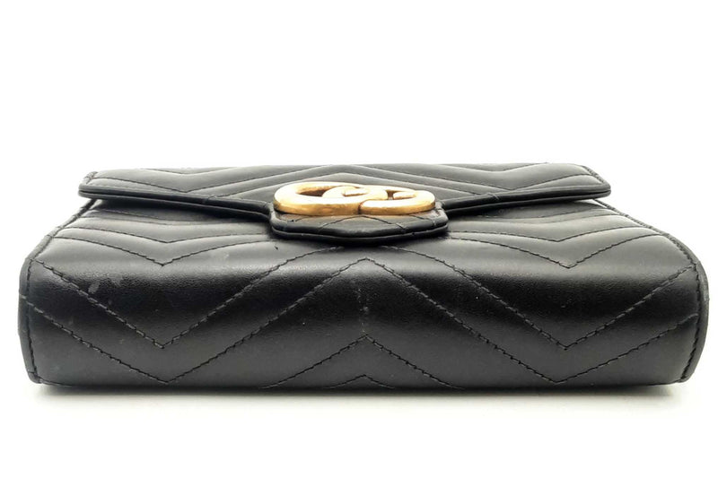 Gucci Gg Marmont Matelasse Black Leather Wallet On Chain Eb0125orxsa