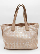 Chanel Travel Line Cc Logo Creme Beige Nylon Tote Bag Do0426lxzde