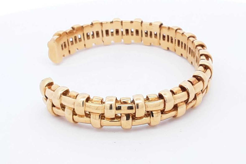 Tiffany & Co. 18k Yellow Gold Basket Weave Cuff Bracelet 33.9 Grams Eb125orxzsa