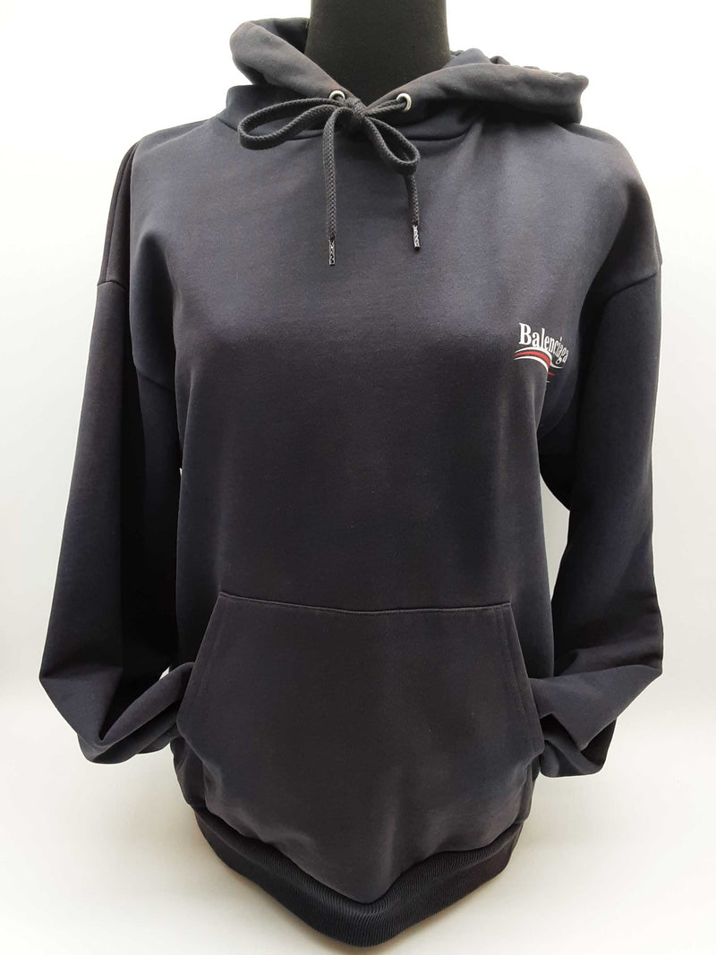 Balenciaga Campaign Logo Navy Blue Cotton Pullover Hoodie Size Xs Do0325oxzde