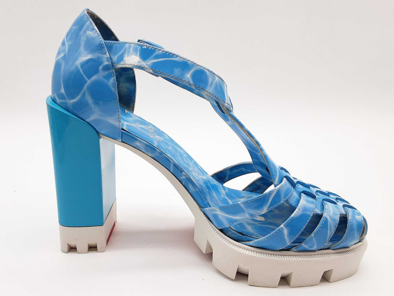 Christian Louboutin Meduzette Lug 100 Blue Heel Size 37 Do0824lwzde