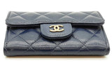 Chanel Navy Blue Quilted Caviar Flap Card Wallet Eb1125pxzdde