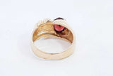 14k Yellow Gold Nugget Ring With Red Gemstone 6.5 Grams Size 7.5 Eb0824oexsa