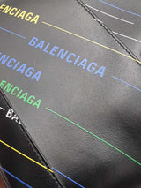 Balenciaga Small Ville Top Handle Bag In Logo Printed Black Leather Fw0925orxdu