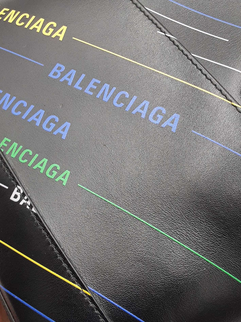 Balenciaga Small Ville Top Handle Bag In Logo Printed Black Leather Fw0925orxdu