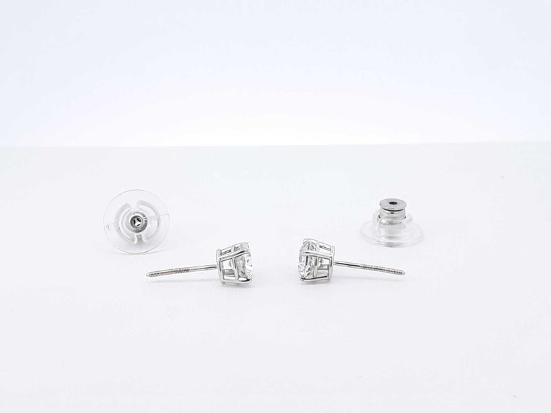 1.0 Cttw Diamond & 14k White Gold Stud Screwback Earrings 1 Gram Fw0725wxzdu