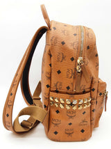 Mcm Stark Cognac Tan Visetos Coated Canvas Side Studded Backpack Do0825lexde