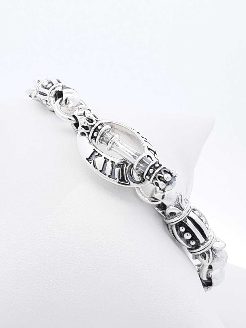 King Baby Sterling Silver Decorative Link Toggle Clasp Bracelet 9 In Fw0425lrxdu