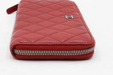 Chanel Quilted Red Lambskin Zip Around Wallet Eb1125orxdu