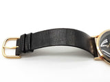Omega 33mm Black Dial Lizard Band 14k Yellow Gold Winding Watch Do0525lxzxde