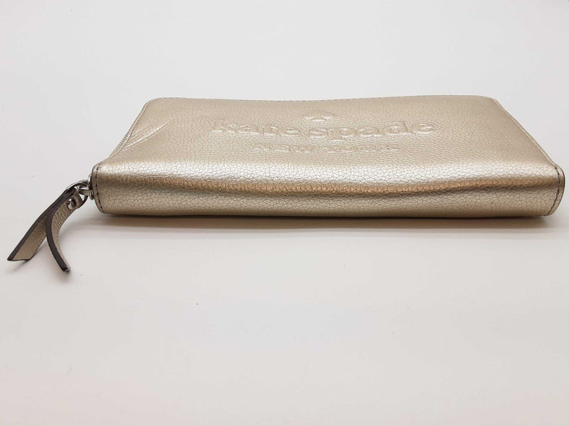 Kate Spade Larchmont Avenue Logo Metallic Silver Leather Wallet Do0425orde