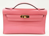 Hermes Kelly Pochette Rose Azalee Pink Swift Gold Hardware Clutch Do1025lwrxzxde