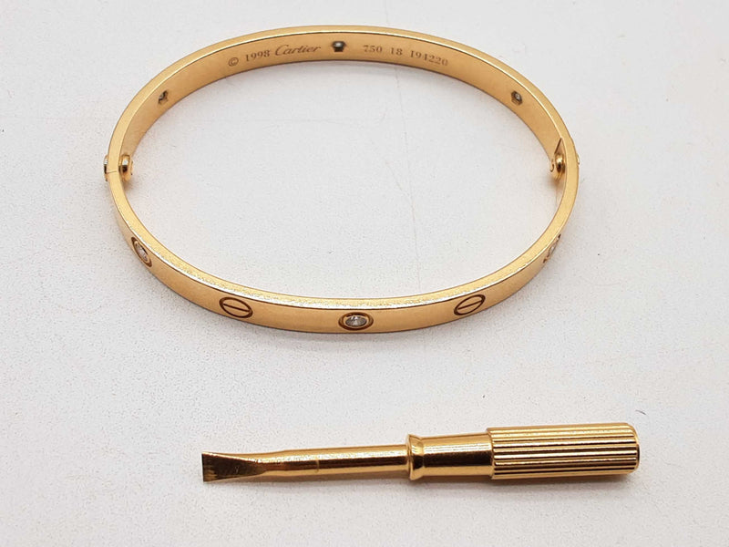 Cartier Love Bracelet Diamonds 18k Yellow Gold 26.3g Bangle Size 18 Do1124prxzde