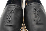 Saint Laurent Embossed Logo Black Leather Espadrilles Size 38 Eb0326oxzsa