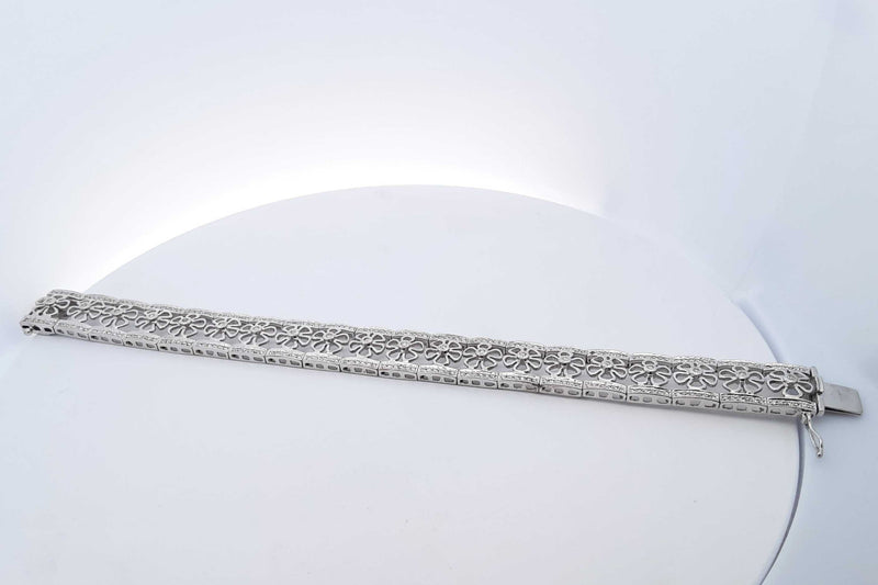 Approx. 2.8ctw Diamond Flower Bracelet 14k White Gold 37.26g 8 Inch Eb1024loxzsa