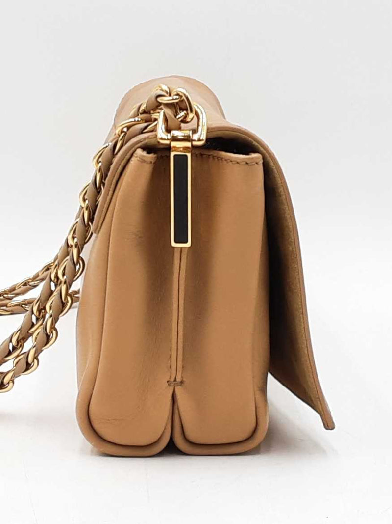 Fendi Pequin Claudia Shoulder Bag In Embossed Tan Leather Fw0925lordu