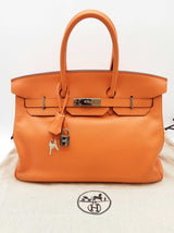 Hermes Birkin 35 Orange Swift Palladium Hardware Handbag Do0725irxzde
