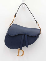 Christian Dior Saddle Bag In Deep Ocean Blue Grained Leather Fw1026llxzdu