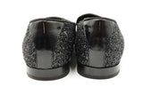 Jimmy Choo Thame Black Coarse Glitter Fabric Loafers Size 46 Eb0724ixdu