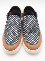 Fendi Multicolor Woven Leather Slip On Sneakers Size 11 Eb0925pxzde