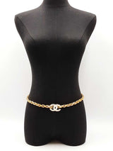 Chanel Cc Logo Silver-tone Belt Buckle & Gold-tone Chain Belt Fw0725ixzdu