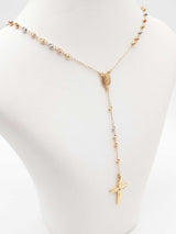 Tri-color 14k Gold Rosary Necklace 5.9 Grams 18 Inch Fw1025orzdu
