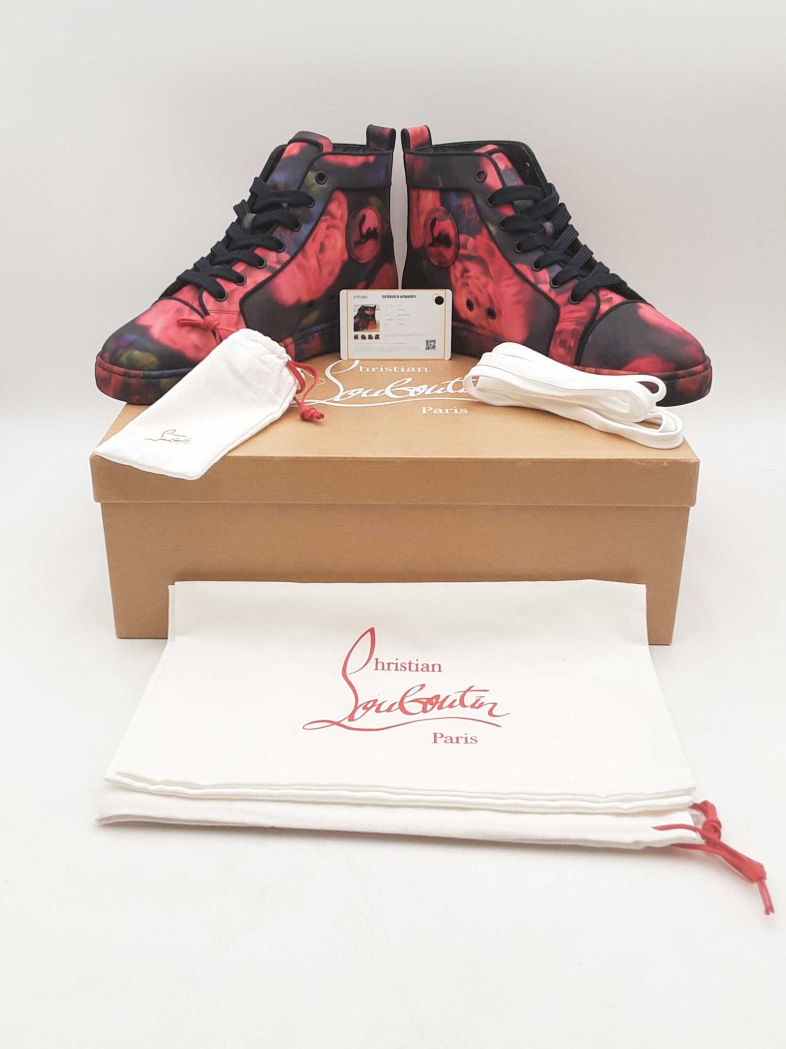 Christian Louboutin Louis Roses Printed Calf Leather Sneaker Size