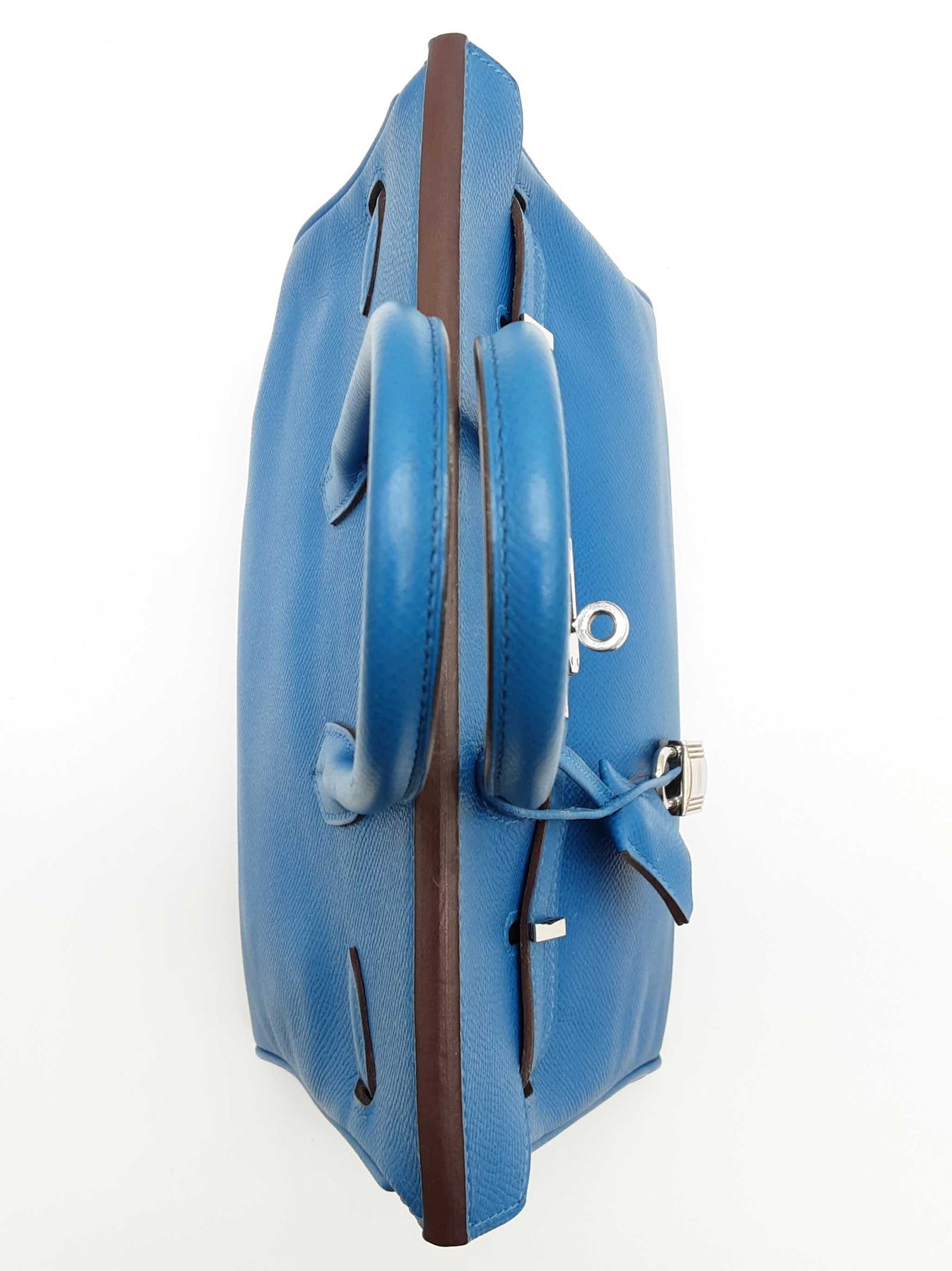 Hermes Birkin 25 Mykonos Blue Epsom Palladium Handbag