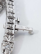 1.60 Cttw Diamond & 18k White Gold Geometric Link Tennis Bracelet 12.3 Grams 7 Inch Fw0726czxdu