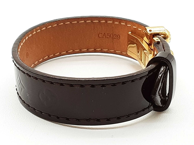 Louis Vuitton Brown Monogram Vernis Patent Leather Bracelet 6.25 In Do1025crde