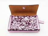 Coach Small Flap Clutch In Lilac Metallic Leather & Sequins Fw1125