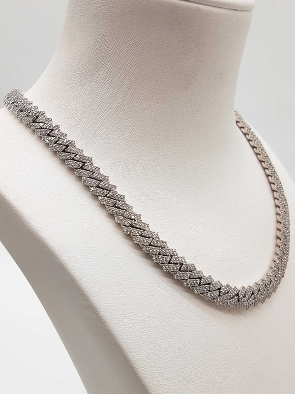 17.33 Cttw Diamonds 14k White Gold 66.7g Solid Cuban Chain 15 In Do0625woxzde