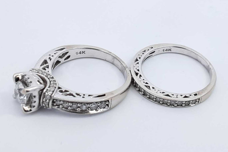 Approx. 1.15ctw Diamond Wedding Set 14k White Gold 8.1 Grams Size 7 Eb1224lxxzdu