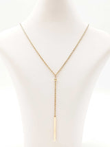 14k Yellow Gold Vertical Bar Y-chain Necklace 3 Grams 18 Inch Fw0826lsxdu