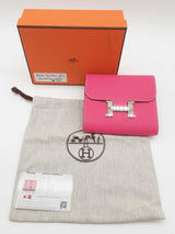 Hermes Constance Slim Rose Tyrien Pink Epsom Palladium Wallet Do0126wxzxde