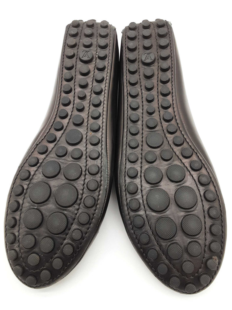 Louis Vuitton Black Leather Flats Size Eu 39 Do0925oxzde