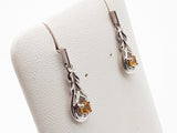 Citrine 0.925 Sterling Silver 1.8g Knot Dangle Stud Earrings Do0725lrde