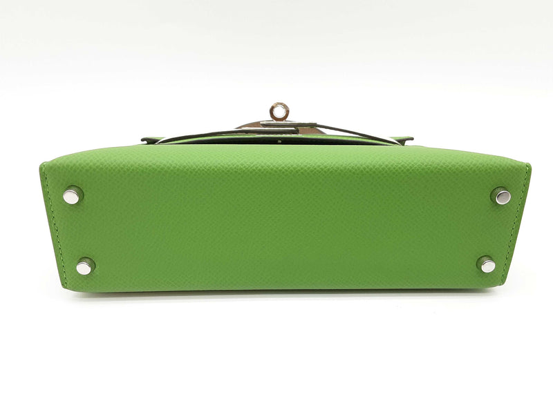 Hermes Mini Kelly Tricolor Green Gray Epsom Palladium Hardware Bag Do0925oxzxzde