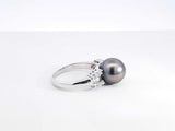 Diamond & Tahitian Pearl Cocktail Ring In 18k Gold 5.7g Size 5.75 Fw0426prxdu