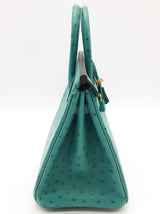 Hermes Birkin 25cm Vert Verone Green Ostrich Leather Gold Handbag Do0626ooxzxde