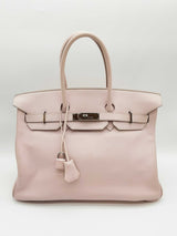 Hermes Birkin 35 Rose Dragee Pink Swift Palladium Handbag Do1025rxzxde