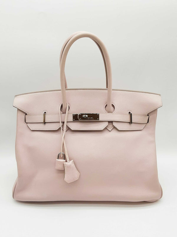 Hermes Birkin 35 Rose Dragee Pink Swift Palladium Handbag Do1025rxzxde