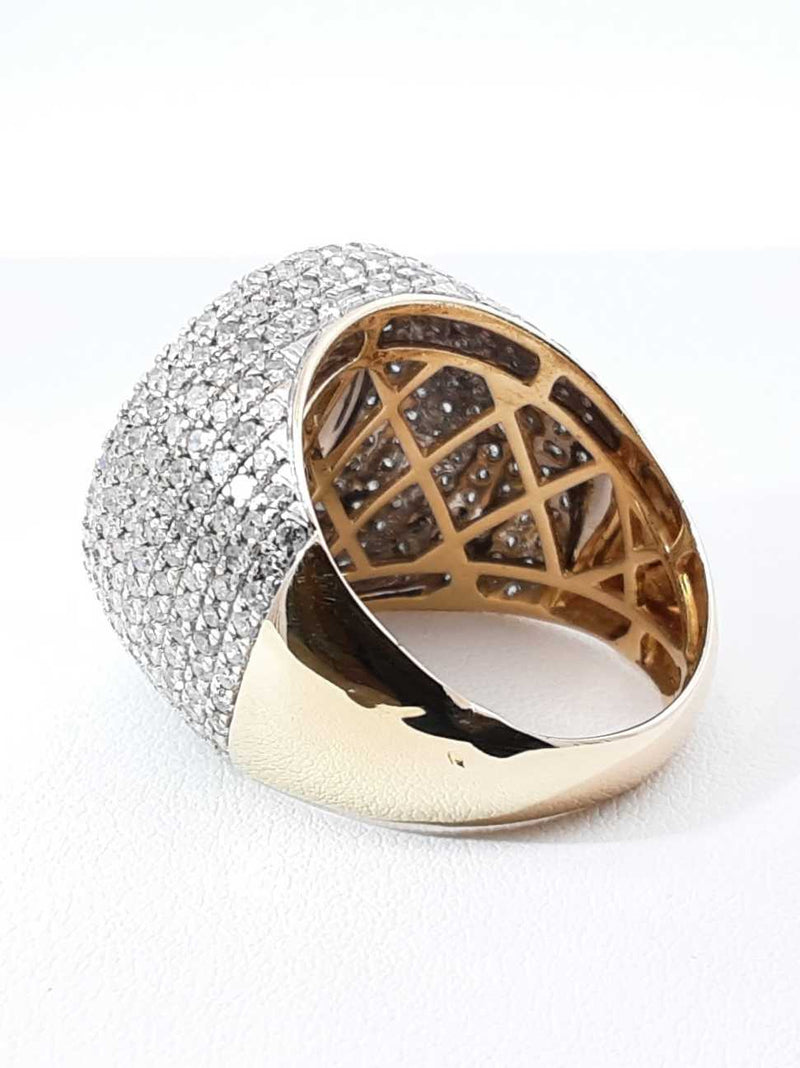 3.28 Cttw Diamond &14k Yellow Gold Pavé Dome Ring 12 Grams Size 9.5 Fw0925icrdu