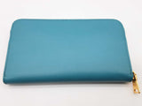 Prada Blue Turquoise Saffiano Leather Zipper Wallet Do1024loxde